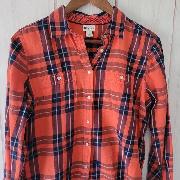 Stylus Plaid Women’s M, Long Sleeve Button-up Shirt, 100% Cotton, Like New - Picture 2 of 9